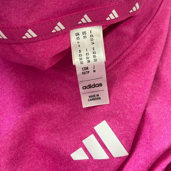 Adidas Women's Train Essentials Minimal V-Neck Tee Fuchsia/Pink - Picture 6 of 9